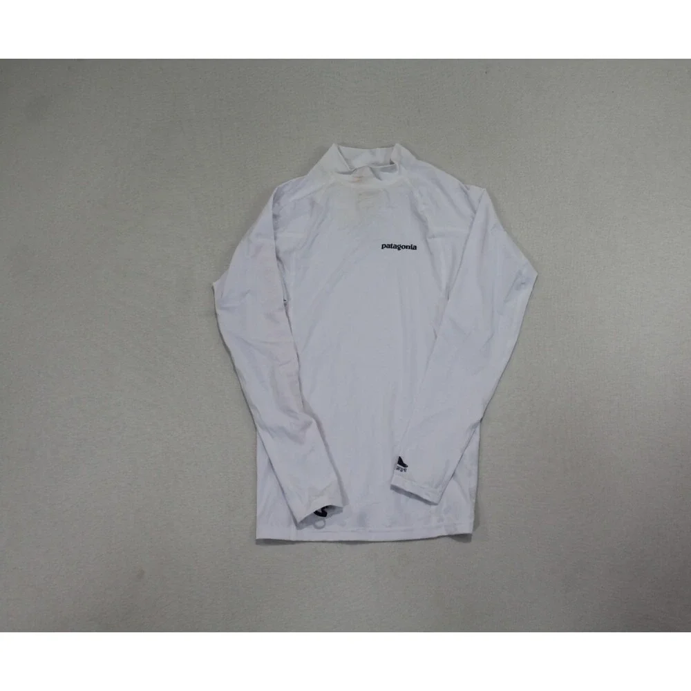 Patagonia Men White Shirt Surfing Beach Long Sleeve Polyester Size XS